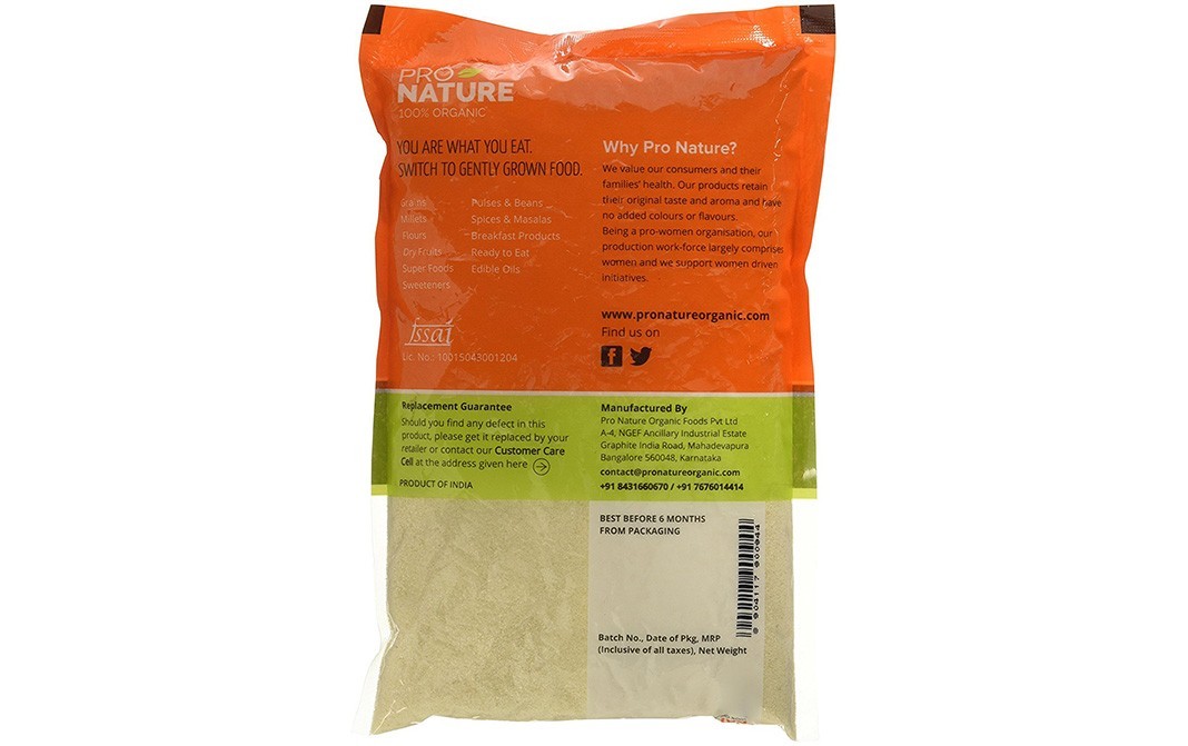 Pro Nature Organic Sooji Rava (Regular)    Pack  500 grams